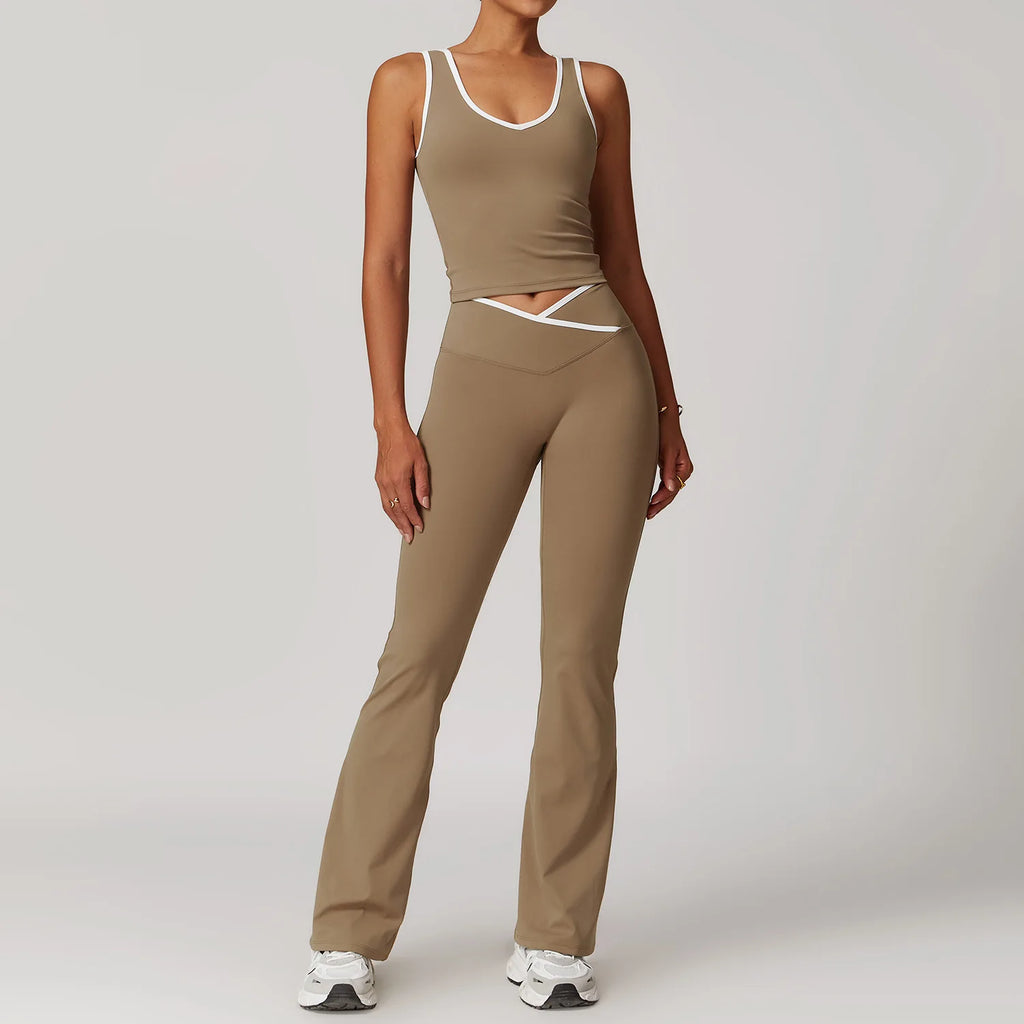 Custom Sets for Women High Waisted Suit for Running Biking Fitness Breathable Yoga Contrasting Colors Backless Design Training
