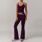 Custom Sets for Women High Waisted Suit for Running Biking Fitness Breathable Yoga Contrasting Colors Backless Design Training