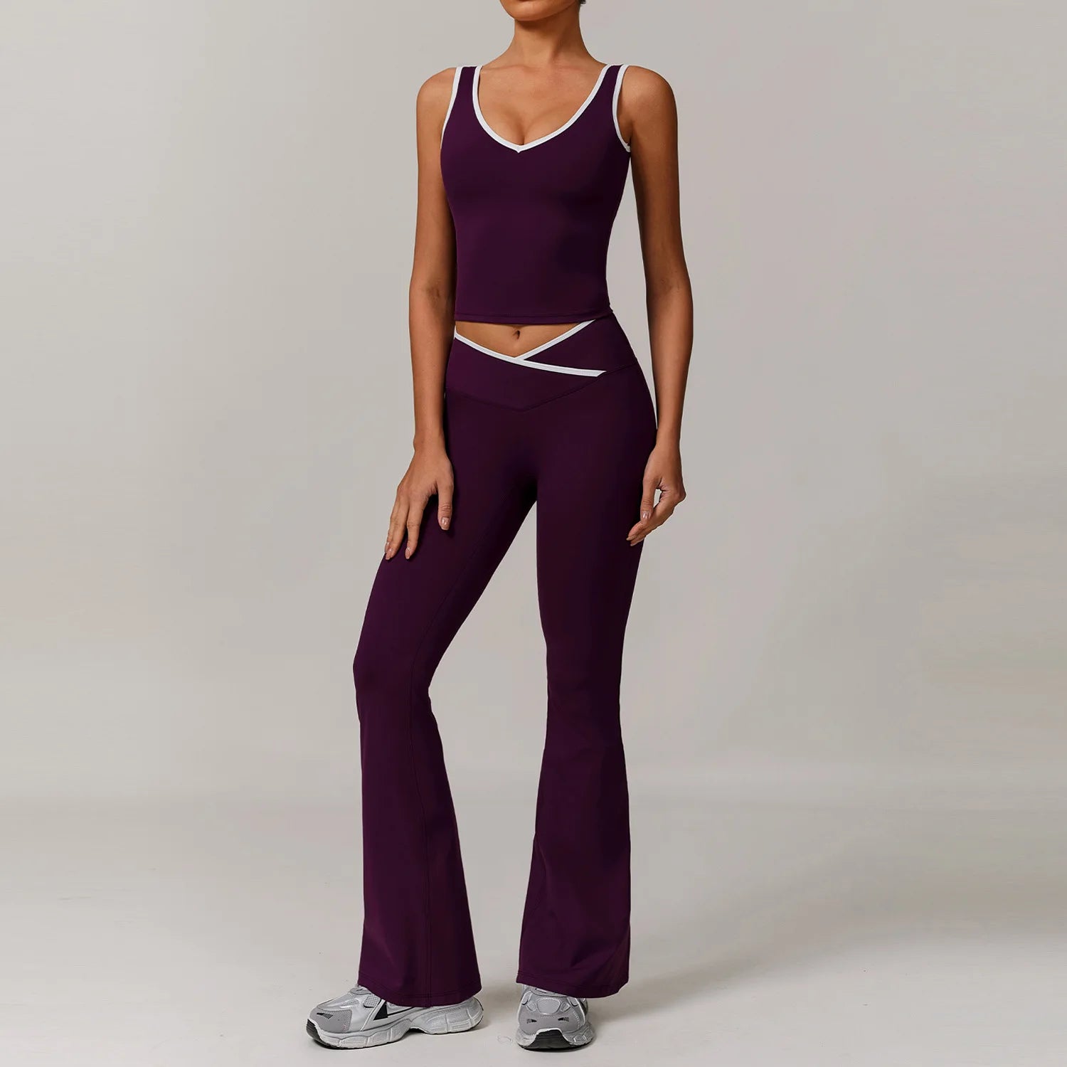 Custom Sets for Women High Waisted Suit for Running Biking Fitness Breathable Yoga Contrasting Colors Backless Design Training