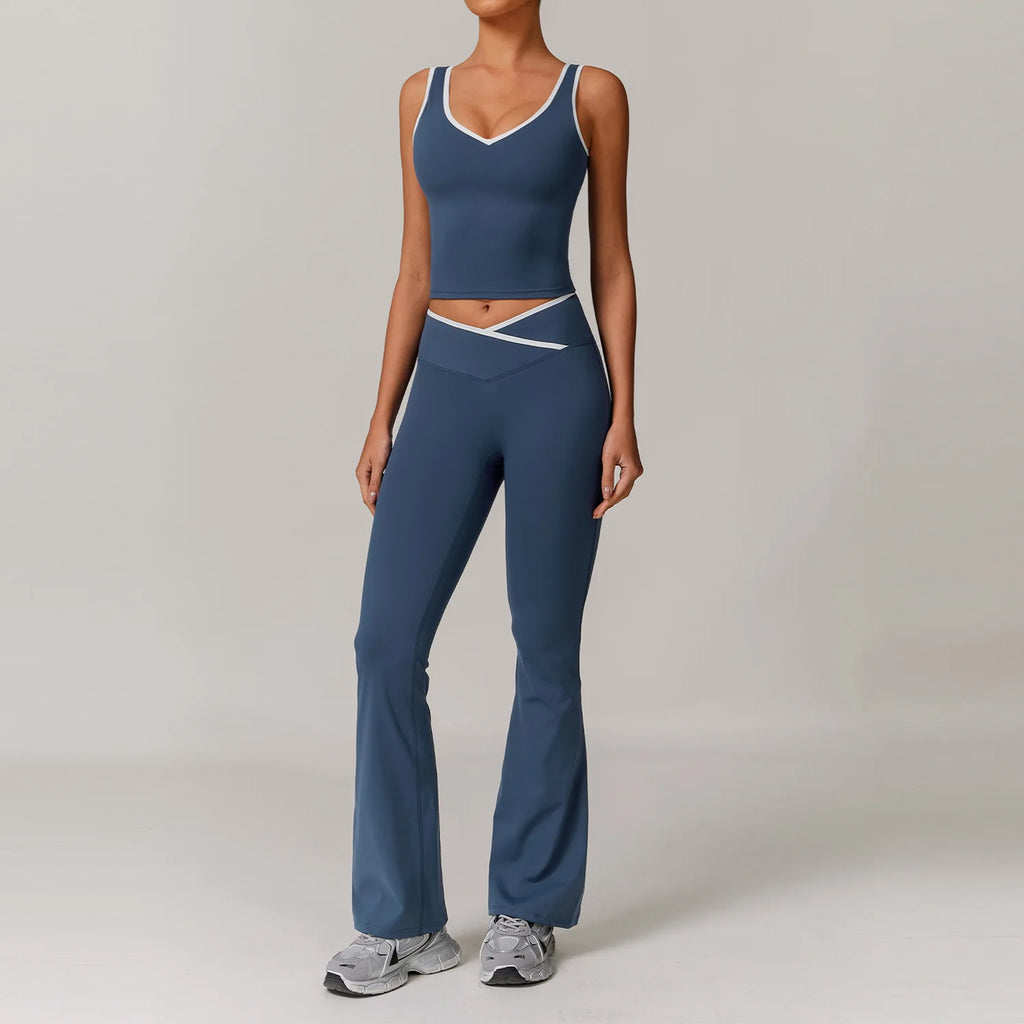 Custom Sets for Women High Waisted Suit for Running Biking Fitness Breathable Yoga Contrasting Colors Backless Design Training