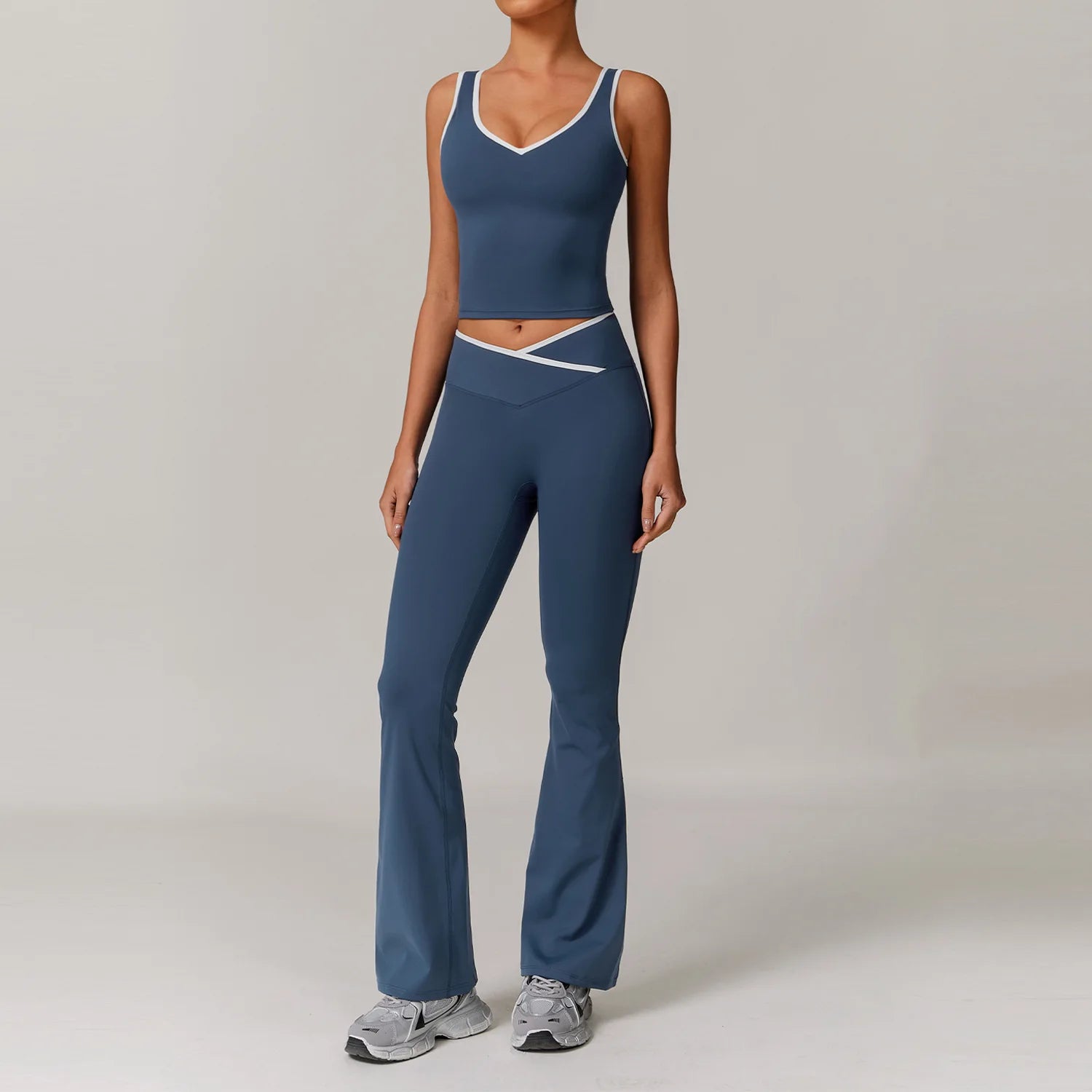 Custom Sets for Women High Waisted Suit for Running Biking Fitness Breathable Yoga Contrasting Colors Backless Design Training