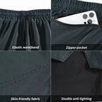 Wholesale Summer Men Shorts Training Running Phone Pocket 2 Layers Shorts Breathable Elastic Shorts